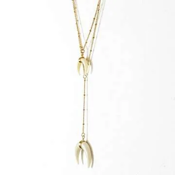 WORTHTRYIT Women's Crescent Moon Pendant Necklace Set