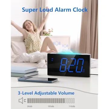 Digital Alarm Clock - Color Night Light & USB Charger