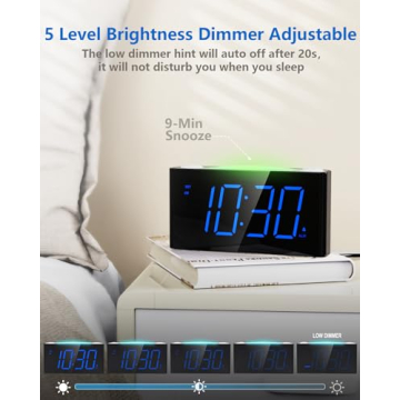 Digital Alarm Clock - Color Night Light & USB Charger