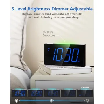 Digital Alarm Clock - Color Night Light & USB Charger