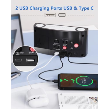 Digital Alarm Clock - Color Night Light & USB Charger
