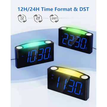 Digital Alarm Clock - Color Night Light & USB Charger