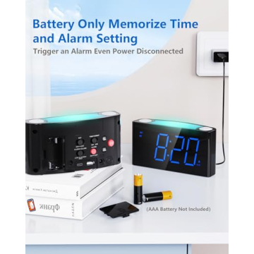 Digital Alarm Clock - Color Night Light & USB Charger