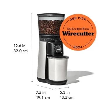 OXO Brew Silver Conical Burr Coffee Grinder with 15 Settings