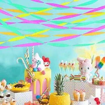 600 feet Glow Crepe Paper Streamers UV Glow Party Neon Streamer Decorations Glow in The Dark Black Light Reactive Fluorescent Neon Paper Party Streamers Wedding Birthday Blacklight Party Supplies