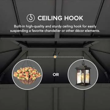 Sunjoy 10x12 ft Hardtop Gazebo with Netting and Remote Control Light