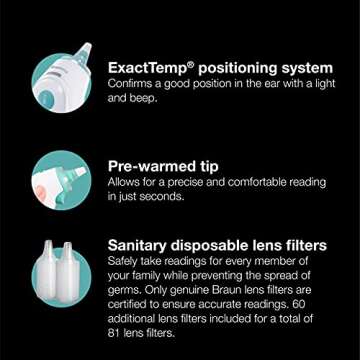 Braun ThermoScan 6 Ear Thermometer with Color-Coded Digital Display, ExacTemp Stability Indicator, Baby and Infant Friendly, No. 1 Brand Recommended by Pediatricians, IRT6515