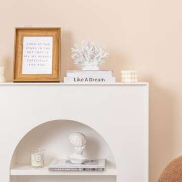 5.8"H White Coral Decor, Coral Reef Decor, Resin Coral Statue, Nautical Decorations for Home, Bedroom Wedding, Bathroom, Living Room, Beach/Coastal/Ocean Themed Cabinet Shelf Tabletop Decor