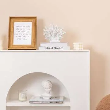 5.8"H White Coral Decor, Coral Reef Decor, Resin Coral Statue, Nautical Decorations for Home, Bedroom Wedding, Bathroom, Living Room, Beach/Coastal/Ocean Themed Cabinet Shelf Tabletop Decor