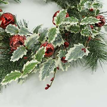 WreathDream Artificial Christmas Wreath with Holly Leaves