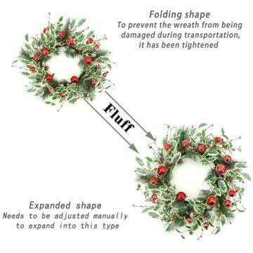 WreathDream Artificial Christmas Wreath with Holly Leaves