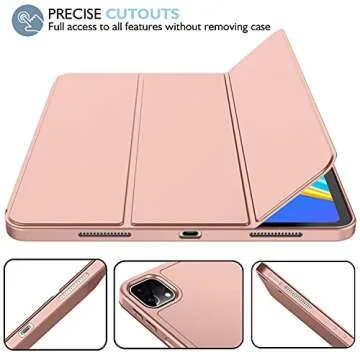 iMieet New iPad Pro 12.9 Case 2022(6th Gen)/2021(5th Gen) with Pencil Holder [Support iPad 2nd Pencil Charging/Pair],Trifold Stand Smart Case with Soft TPU Back,Auto Wake/Sleep(Rose Gold)