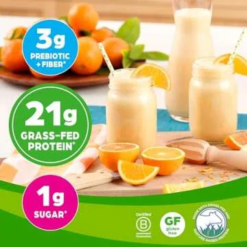 Orgain Whey Protein Powder, Vanilla Bean- 21g Grass Fed Dairy Protein, 5g BCAAs, 3g Prebiotic Fiber, No Sugar Added, No Added Hormones, Gluten Free, Kosher, For Shakes & Smoothies - 1.82lb