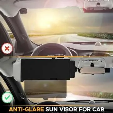 EcoNour Polarized Car Visor Extender Sun Blocker | Anti-Glare Car Sun Visor Extension | Sunscreen for Side Window | Sunshade Automotive Sunvisor Accessories for Interior Sun Protection