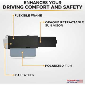 EcoNour Polarized Car Visor Extender Sun Blocker | Anti-Glare Car Sun Visor Extension | Sunscreen for Side Window | Sunshade Automotive Sunvisor Accessories for Interior Sun Protection