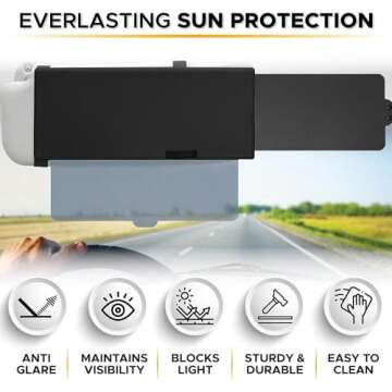 EcoNour Polarized Car Visor Extender Sun Blocker | Anti-Glare Car Sun Visor Extension | Sunscreen for Side Window | Sunshade Automotive Sunvisor Accessories for Interior Sun Protection
