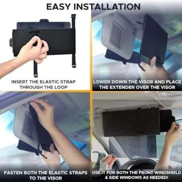 EcoNour Polarized Car Visor Extender Sun Blocker | Anti-Glare Car Sun Visor Extension | Sunscreen for Side Window | Sunshade Automotive Sunvisor Accessories for Interior Sun Protection