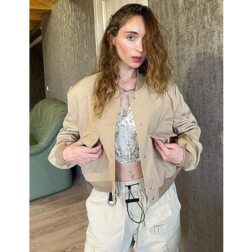 Faleave Women's Stylish Cropped Bomber Jacket for Casual Looks