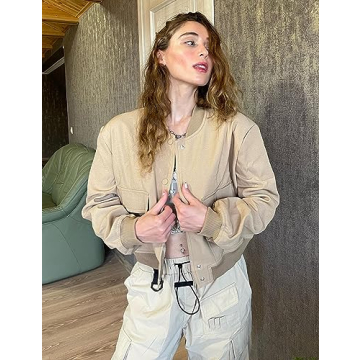 Faleave Women's Stylish Cropped Bomber Jacket for Casual Looks