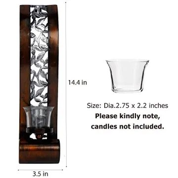 Antique Bronze Wall Sconce with Candle Holder - 2pcs