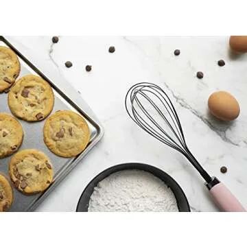 Country Kitchen 6 Pc Essentials Kitchen Stainless Steel Gadget Set Black Gun Metal with Soft Touch Pink Handles for Cooking