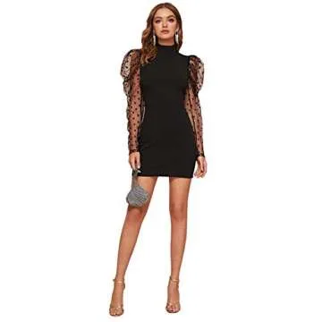 Elegant Polka Dots Mesh Dress for Parties - Romwe