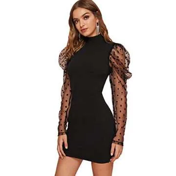 Elegant Polka Dots Mesh Dress for Parties - Romwe