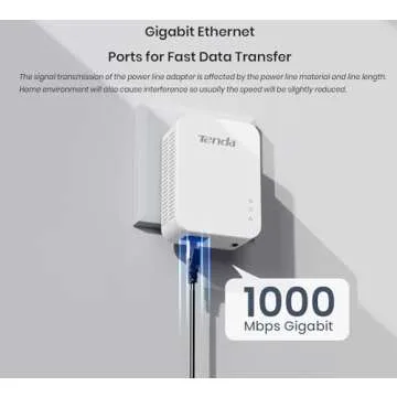 Tenda AV1000 Powerline Adapter Kit with Gigabit Ports, WiFi Powerline Extender, Plug and Play, for HD/3D/4K Video Streaming and Gaming (PH3)