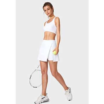 Obla Women's Tennis Skirt with Pockets Slit High Waisted Athletic Golf Skorts Skirts for Women Casual Running Workout(White_M)