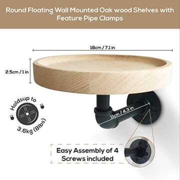 Round Floating Oak Wood Corner Shelves | Indoor Chic Wall Storage Solutions