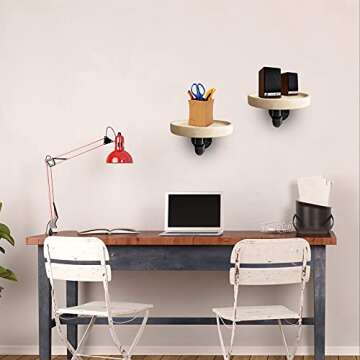 Round Floating Oak Wood Corner Shelves | Indoor Chic Wall Storage Solutions