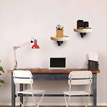 Round Floating Oak Wood Corner Shelves | Indoor Chic Wall Storage Solutions