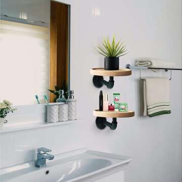 Round Floating Oak Wood Corner Shelves | Indoor Chic Wall Storage Solutions