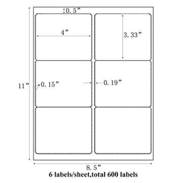 9527 Product 6 up 3-1/3 X 4 Sticker Labels Shipping Address Labels for Laser/Ink Jet Printer,100 She...