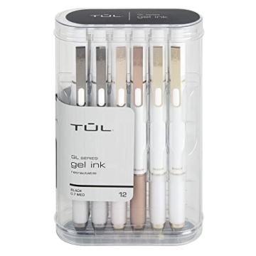 TUL® GL Series Retractable Gel Pens - Smooth Writing, 12 Pack, Pearl White Barrel, Black Ink