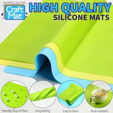 LEOBRO Silicone Mats for Crafts - 3 Nonstick Mats