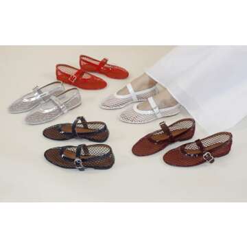 Trendy EMMA NEW YORK Mesh Ballet Flats – Adjustable Comfort