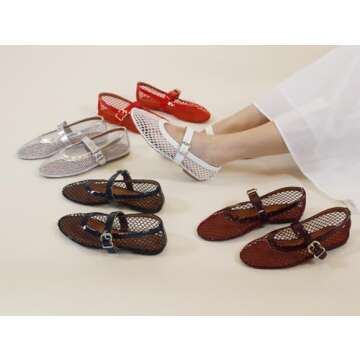 Trendy EMMA NEW YORK Mesh Ballet Flats – Adjustable Comfort