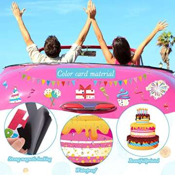 Xuhal 23 Pcs Happy Birthday Ocean Cruise Door Magnets Decorations Funny Carnival Ship Door Decorations Reusable Summer Refrigerator Magnets for Cabin Car