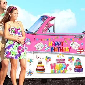 Xuhal 23 Pcs Happy Birthday Ocean Cruise Door Magnets Decorations Funny Carnival Ship Door Decorations Reusable Summer Refrigerator Magnets for Cabin Car