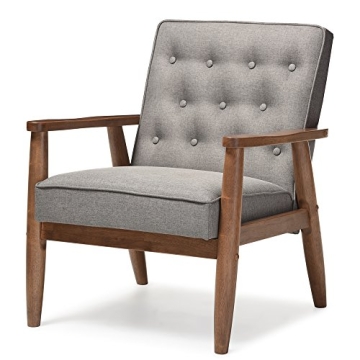 Baxton Studio Sorrento Mid-Century Lounge Chair - Modern 1 Seater in Grey & Brown