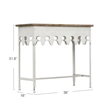 Farmhouse Console Table with Rustic Wood Top and Metal Base