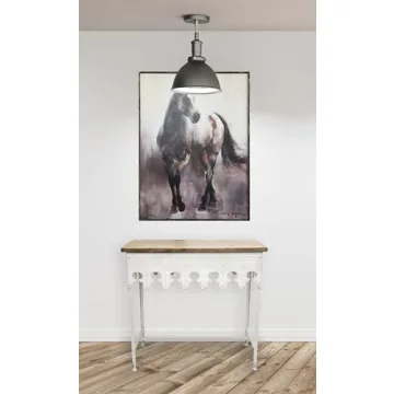 Farmhouse Console Table with Rustic Wood Top and Metal Base