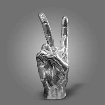 shinesorc Silver (Black) Polyresin Hand Gesture Desk Statues Finger Sculpture Decor - Silver (Black)...