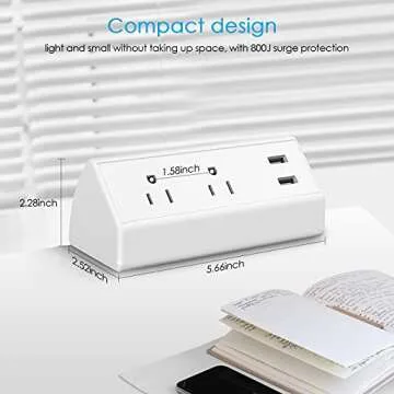 CCCEI Desk Clamp Power Strip with USB Ports for Fast Charging