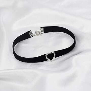 ACEDRE Black Choker Necklace Heart With Crystal Necklace Chains Adjustable Necklaces Jewelry Accesso...