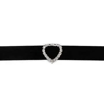 ACEDRE Black Choker Necklace Heart With Crystal Necklace Chains Adjustable Necklaces Jewelry Accessory for Women (Heart Shape)