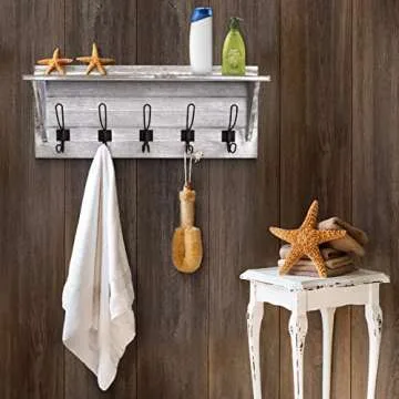 Rustic Wall Mounted Coat Rack with Shelf - Stylish Storage Solution