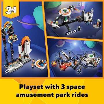 LEGO Creator 3 in 1 Space Roller Coaster Building Toy Set Featuring a Roller Coaster, Drop Tower, Ca...