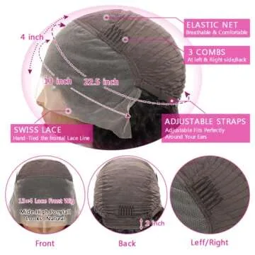 kiss love 28 Inch 13x4 Deep Wave Lace Front Wigs Human Hair Pre Plucked with Baby Hair Curly Wigs for Women Human Hair Brazilian Virgin Transparent Deep Wave Frontal Wig Natural Color